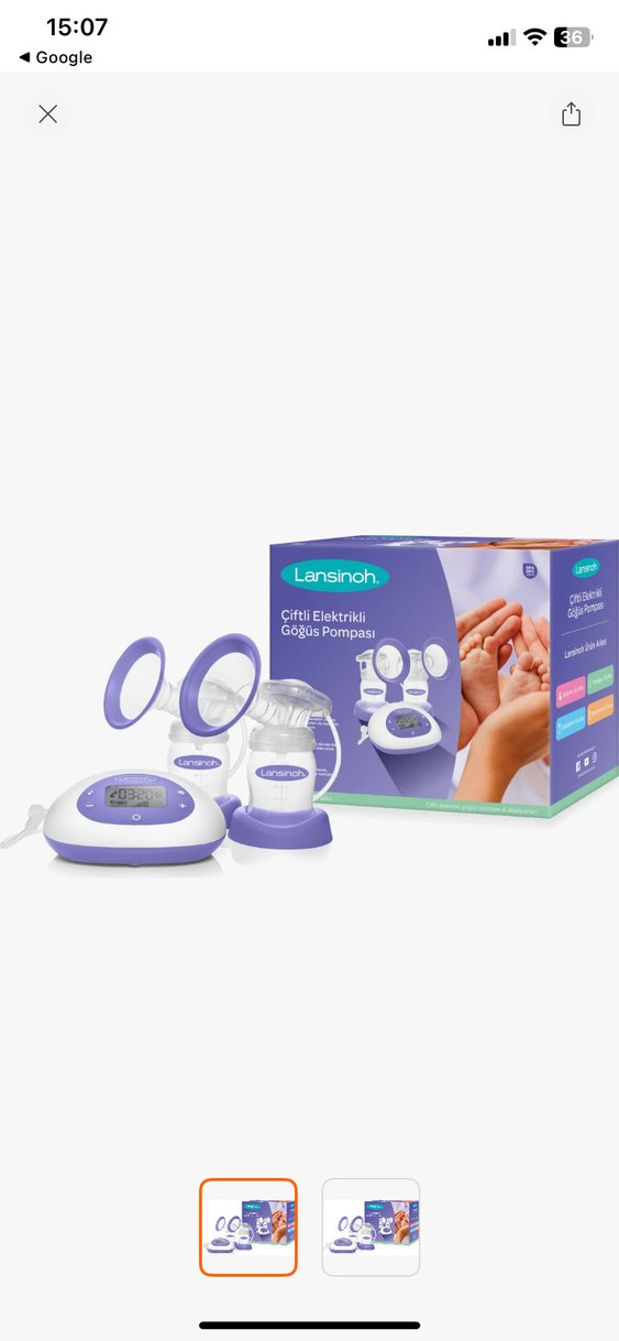 Lansinoh  Elektrikli Göğüs Süt Pompası Mor - Görsel 2