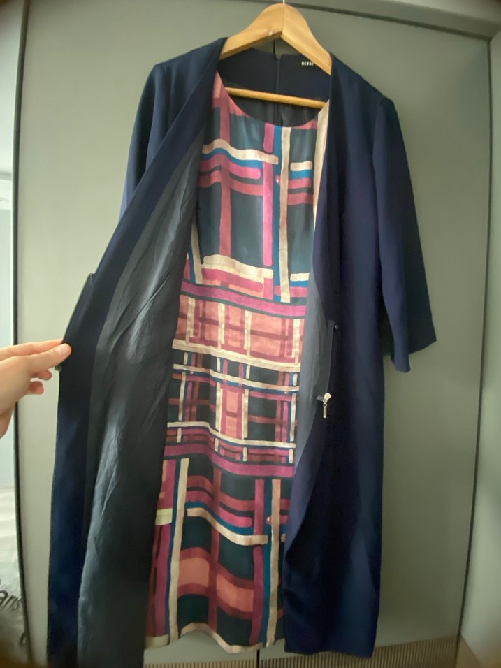 Kadın Çok Renkli Uzun Drapeli Kaban - Görsel 2