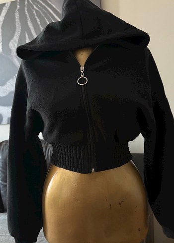 Trendyol & Milla Crop sweat hırka siyah