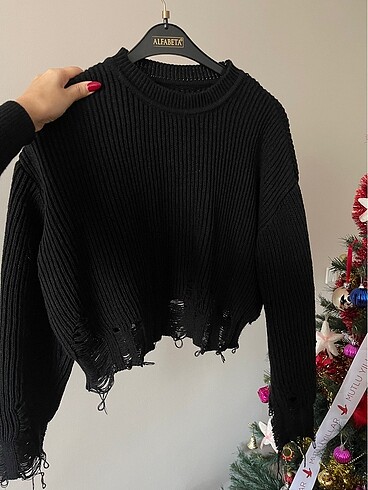 Siyah crop kazak