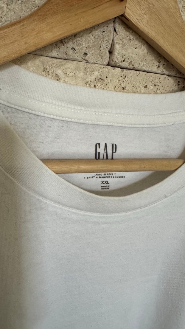 GAP Erkek Beyaz Pamuklu Tişört - Görsel 5