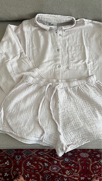 s Beden ten rengi Renk H&M Müslin Şort Pijama. Sıfır. S