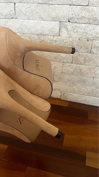 41 Beden camel Renk Zara Stiletto, Nubuk Ayakkabı.41
