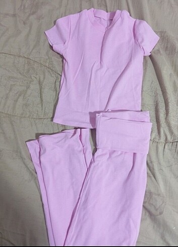 Pembe ispanyol paca tayt t-shirt takim