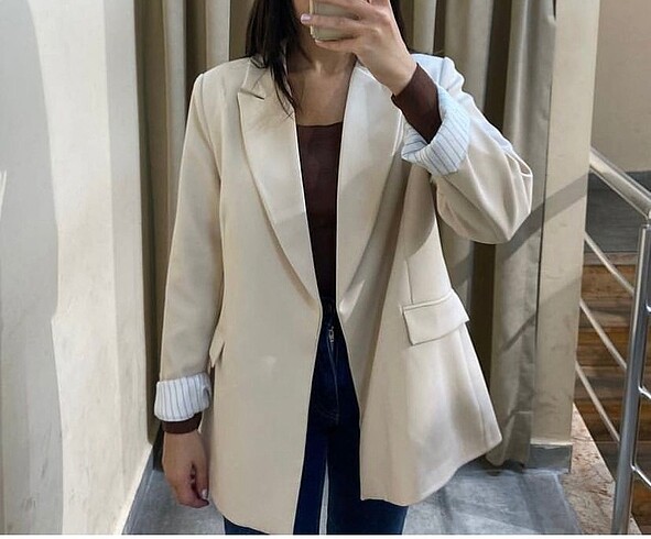 Blazer ceket Krem