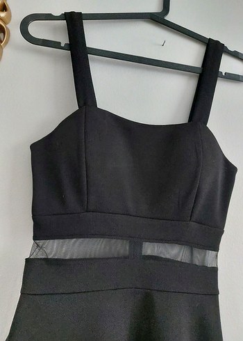 s Beden siyah Renk Siyah abiye Detaylı Strappy Midi Elbise