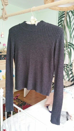 Bershka Gri Kisa Triko