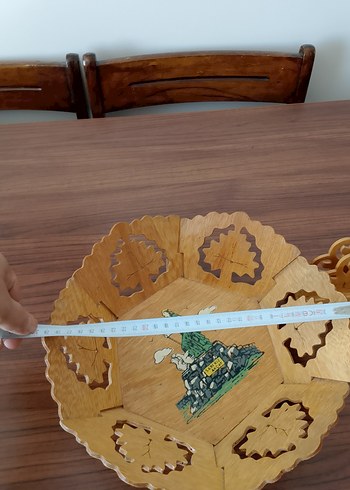  Beden Altın Renkli Ahşap Dekoratif Sepet ve Peçetelik