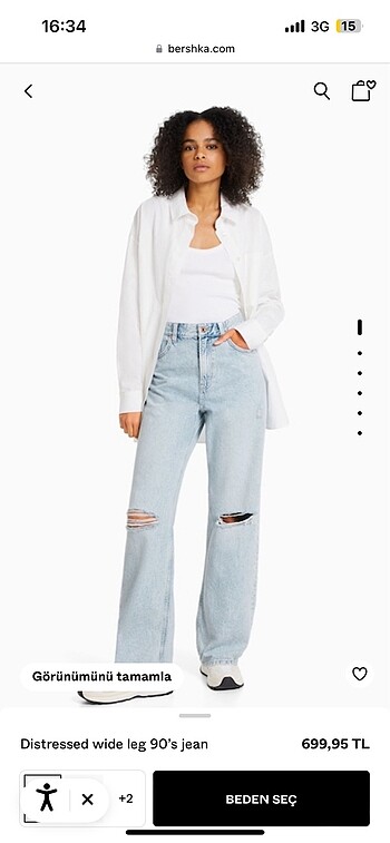 Bershka Bershka Wide leg distressed jean