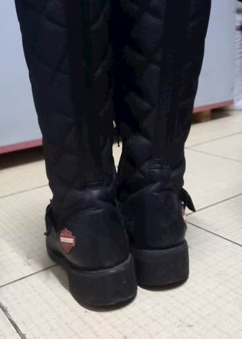 Siyah Deri Biker Dizüstü Botlar - Görsel 2