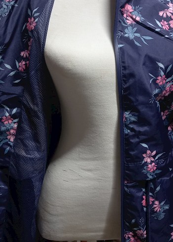 Mor Çiçek Desenli Uzun Kadın Ceket - Görsel 3