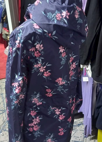 Mor Çiçek Desenli Uzun Kadın Ceket - Görsel 2