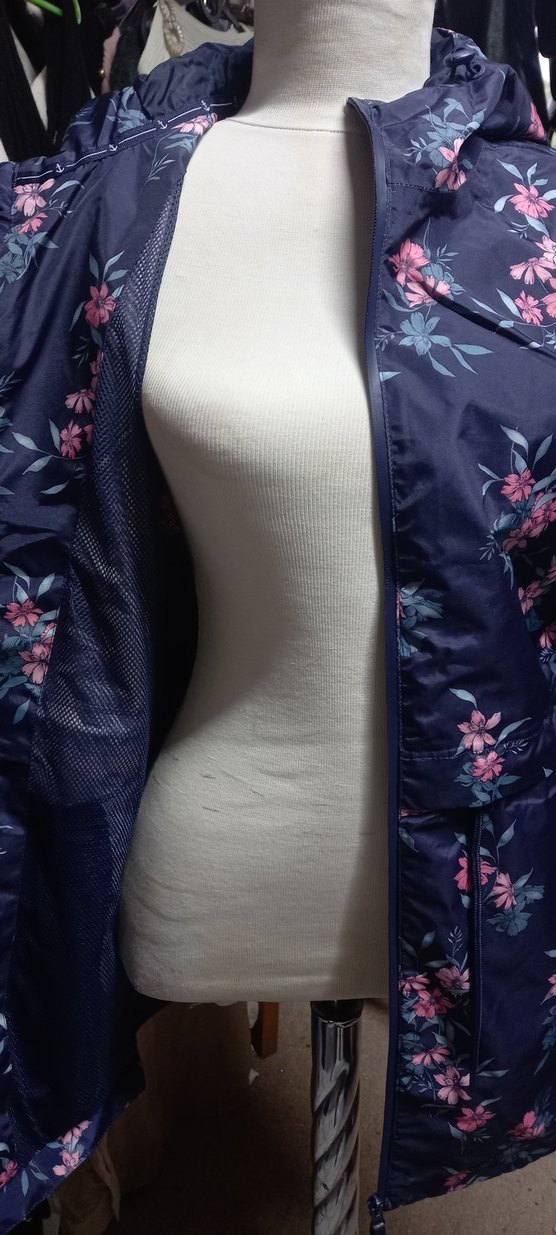 Mor Çiçek Desenli Uzun Kadın Ceket - Görsel 3