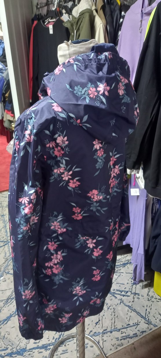 Mor Çiçek Desenli Uzun Kadın Ceket - Görsel 2