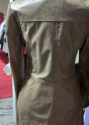 Bej Deri Kadın Biker Ceket - Görsel 3