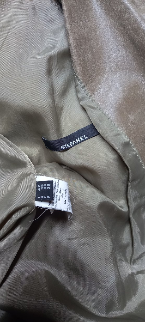 Bej Deri Kadın Biker Ceket - Görsel 5