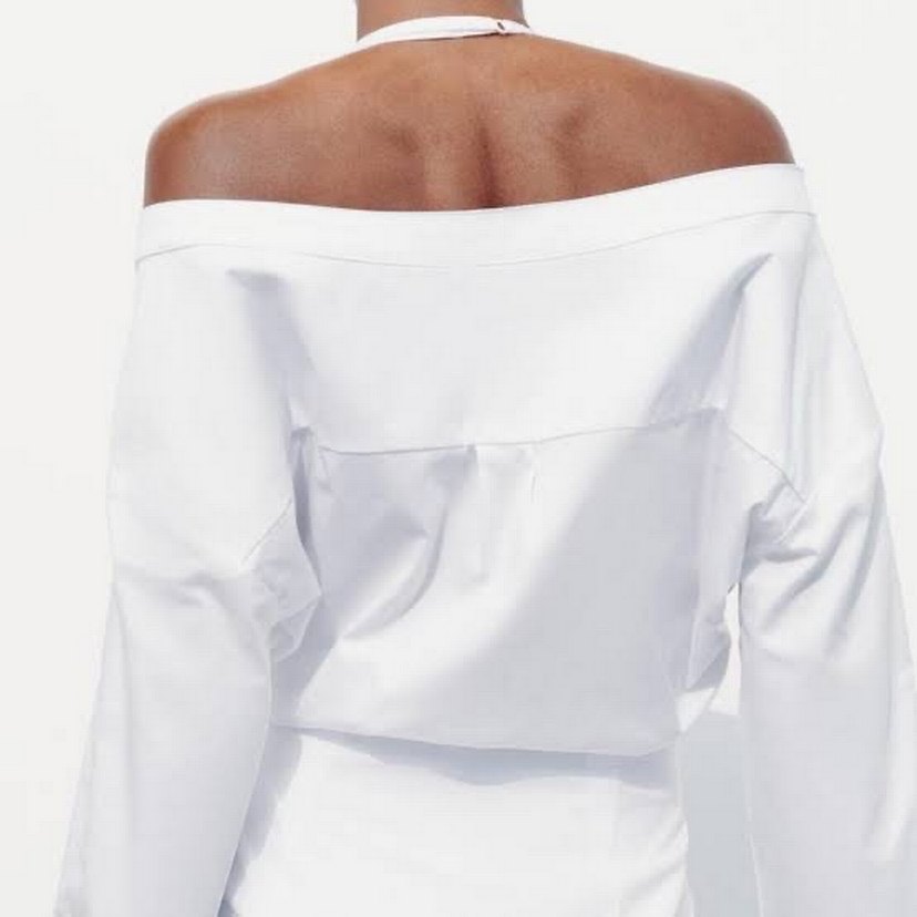 Zara Omuzları Açık Gabardin Elbise - Görsel 3