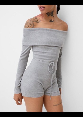 Gri Triko Mini Tulum - Görsel 3