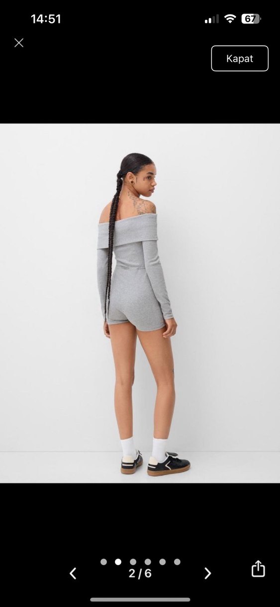 Gri Triko Mini Tulum - Görsel 2