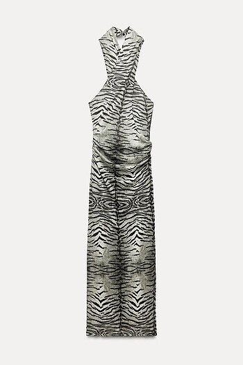 Zara Hayvan Desenli Tül Elbise - Görsel 4