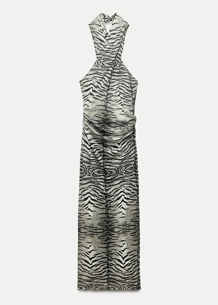 Zara Hayvan Desenli Tül Elbise - Görsel 4