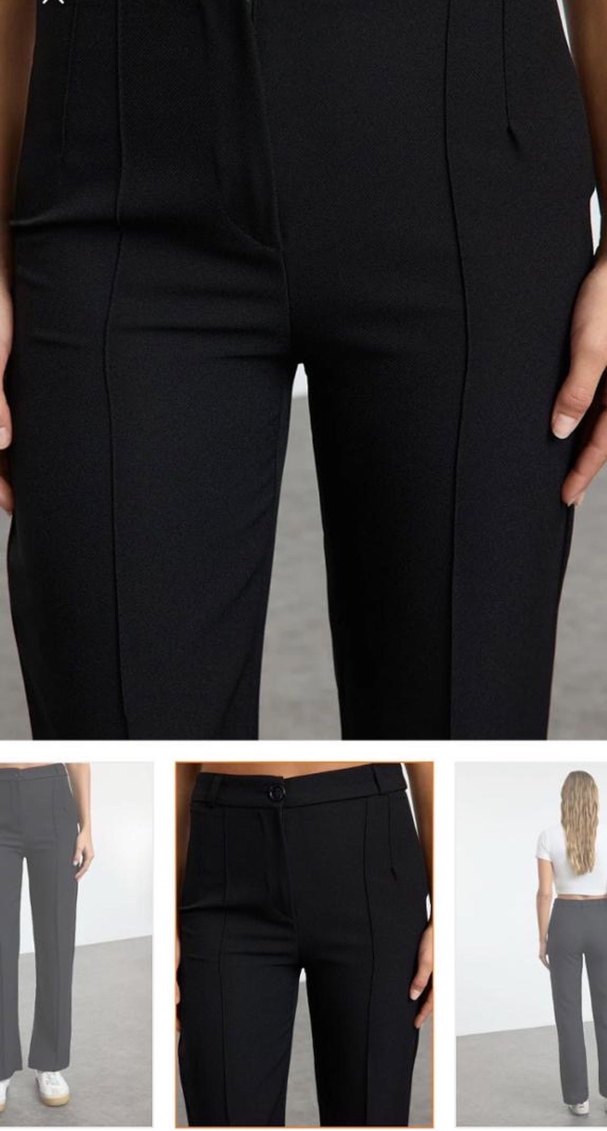 Siyah Midi Kadın Kumaş Pantolon - Görsel 2