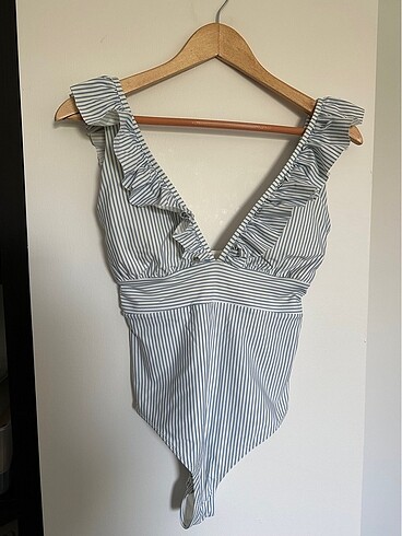 H&M mavi beyaz çizgili mayo