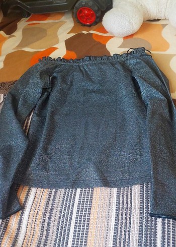Gri Örgü Kadın Denim Bluz