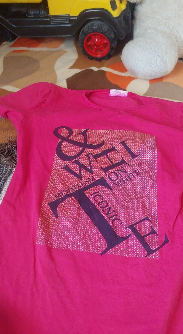 Kız Çocuk Pembe Baskılı Kısa Kollu Tişört - Görsel 2