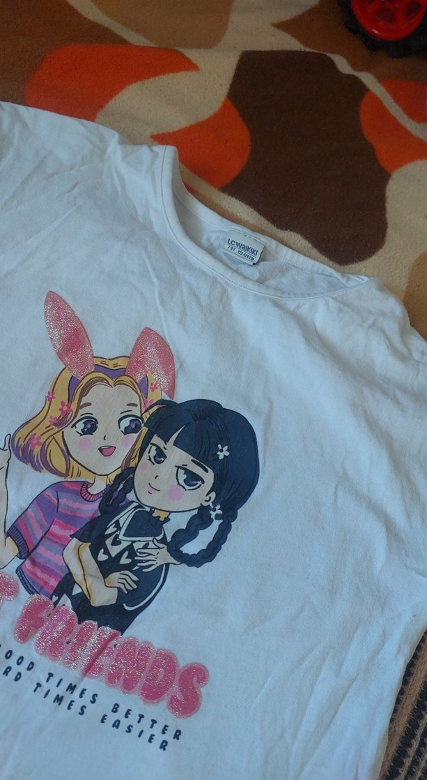 Baskılı Beyaz Kız Çocuk Tişörtü - Görsel 2