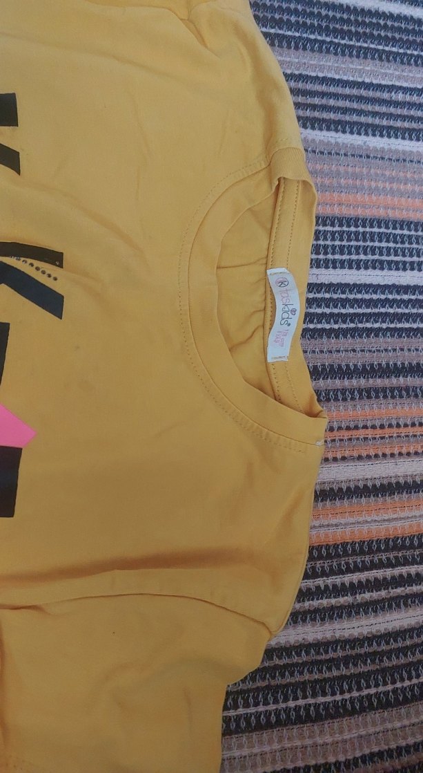 Kız Çocuk Sarı Baskılı Pamuklu Tişört - Görsel 2