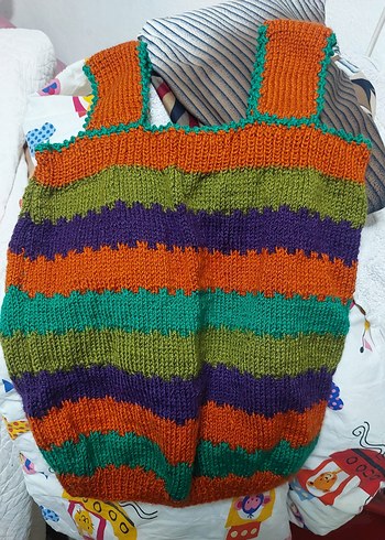 Renkli Örgü Bebek yeleği - Görsel 3