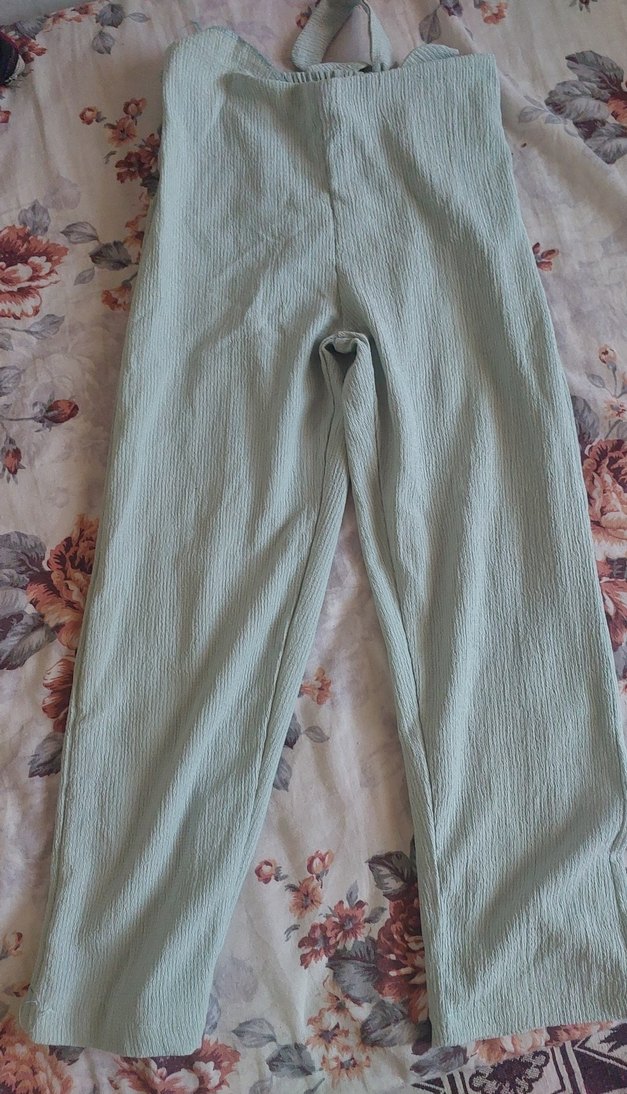 Yeşil Keten Salaş Kadın Pantolon - Görsel 3