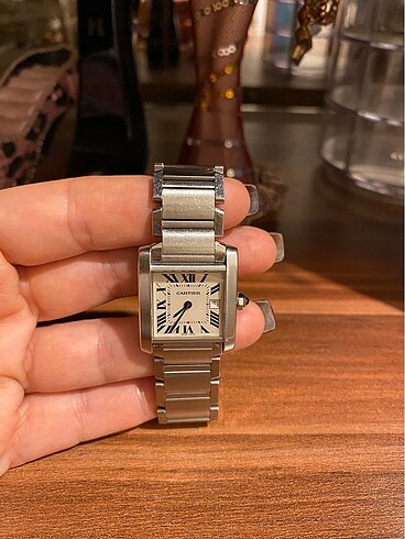 Beden beyaz Renk Cartier tank model orjinal çelik saat