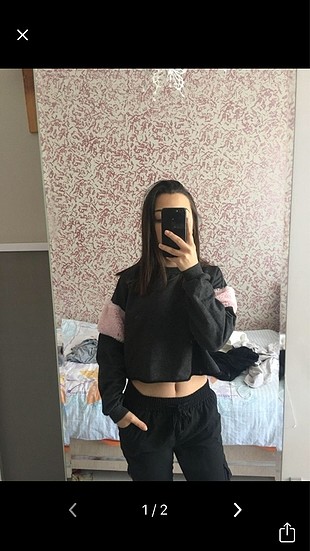 kolları peluş kısa sweat