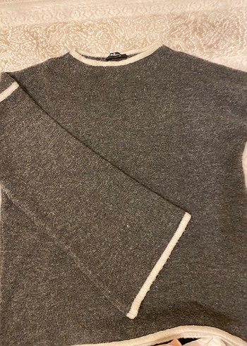 Gri Kadın Triko Uzun Kollu Kazak - Görsel 2