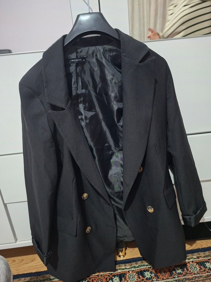 Düğmeli Siyah Kadın Blazer Ceket - Görsel 2