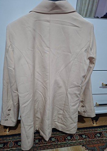Bej Kadın Düğmeli Blazer Ceket - Görsel 3