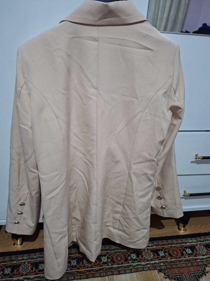 Bej Kadın Düğmeli Blazer Ceket - Görsel 3