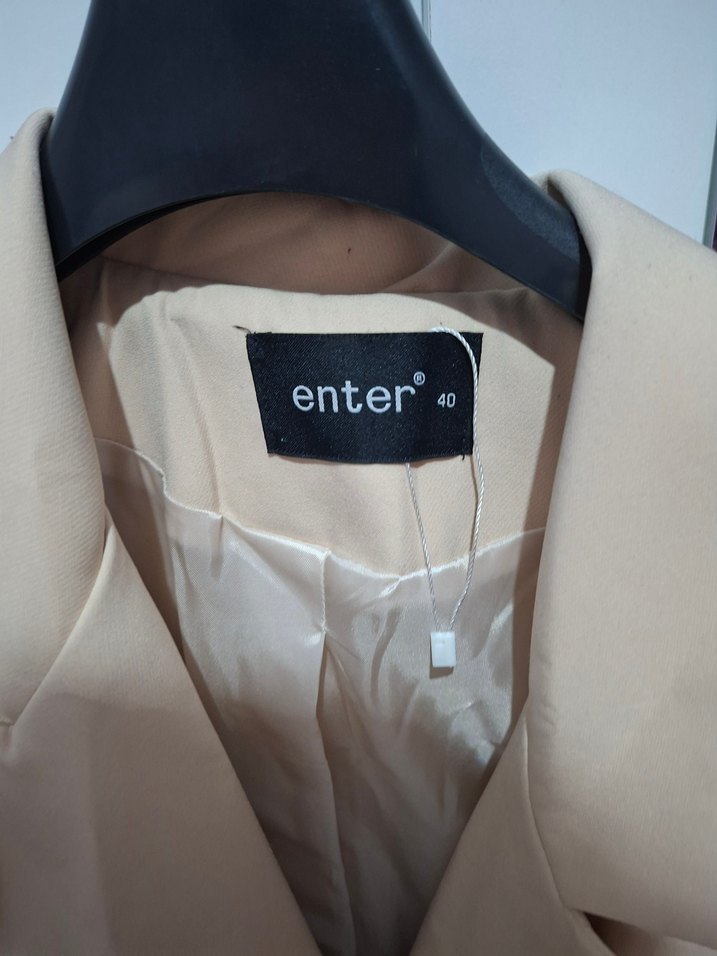 Bej Kadın Düğmeli Blazer Ceket - Görsel 2