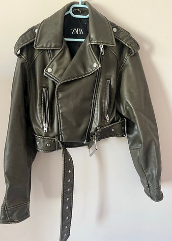 Gri Deri Biker Ceket - Zara