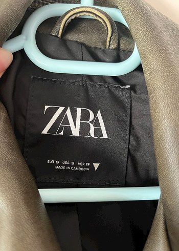 s Beden gri Renk Gri Deri Biker Ceket - Zara