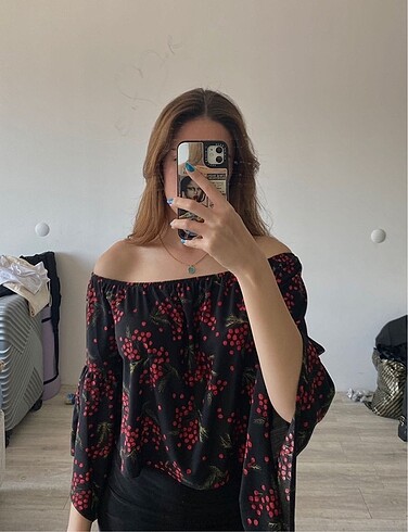 36 Beden Siyah çiçekli crop