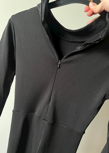 Siyah Uzun Kollu Yüksek Yakalı Tulum - Görsel 3