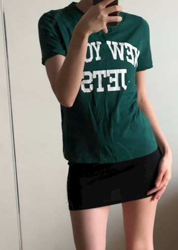 Kadın Fit Kesim Koyu Yeşil Baskılı Tişört - Görsel 2