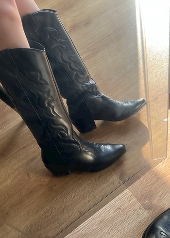 Kadın Siyah Deri Dizüstü Stiletto çizme - Görsel 3