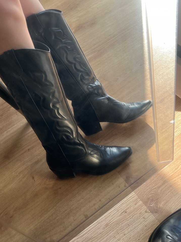 Kadın Siyah Deri Dizüstü Stiletto çizme - Görsel 3