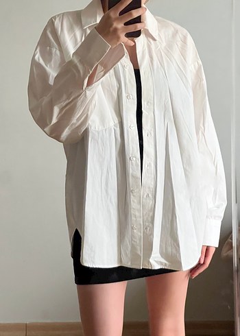 Beyaz Keten Salaş Kadın Gömlek - Görsel 5