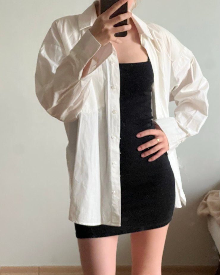 Beyaz Keten Salaş Kadın Gömlek - Görsel 3