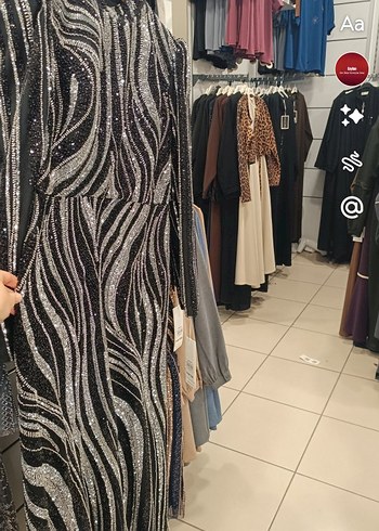 42 Beden gri Renk Gri Payetli Zebra Desenli Uzun Abiye Elbise